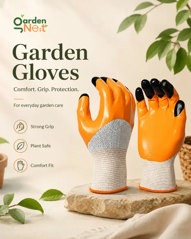GardenNest Orange Garden Gloves for Plant Care