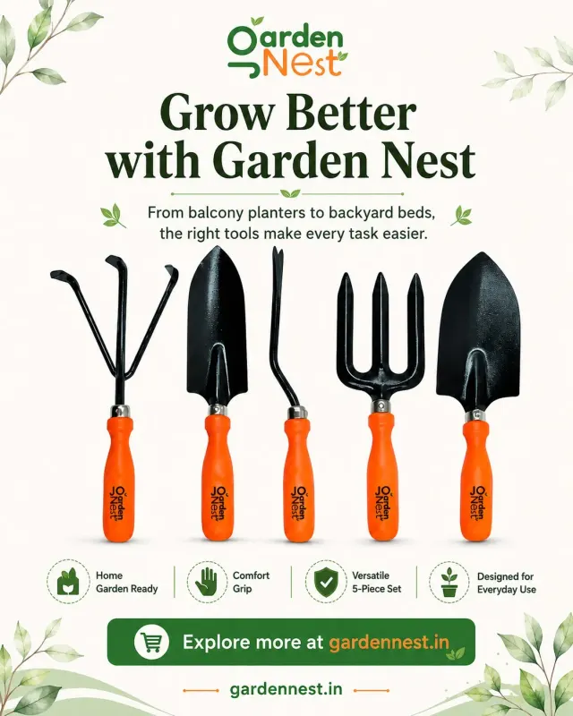 GardenNest Orange Garden Tool Set | 5 Essential Gardening Tools