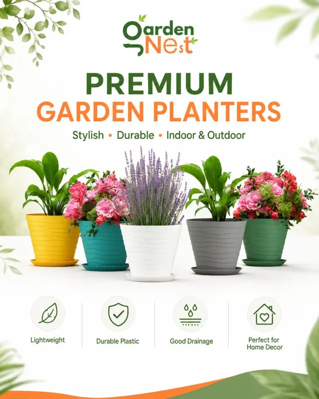 GardenNest Big Flower Pot | 9 Inch Set of 5