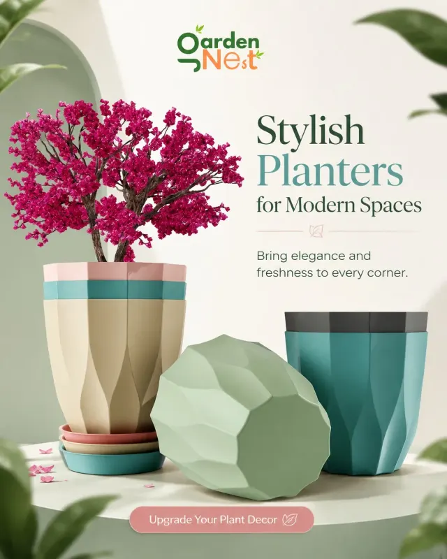 GardenNest Aura Flower Pot | 6 Inch Set of 5