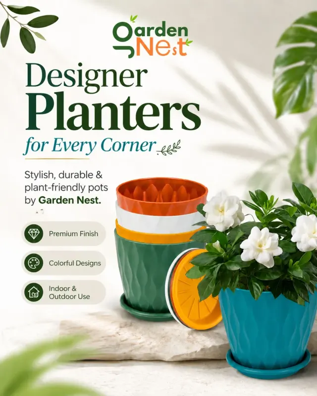 GardenNest Wave Design Flower Pot | 6 Inch Set of 5
